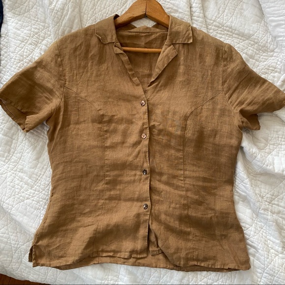 VINTAGE linen ss button up - Picture 7 of 8